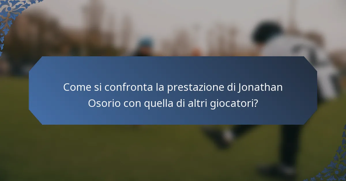 Come si confronta la prestazione di Jonathan Osorio con quella di altri giocatori?