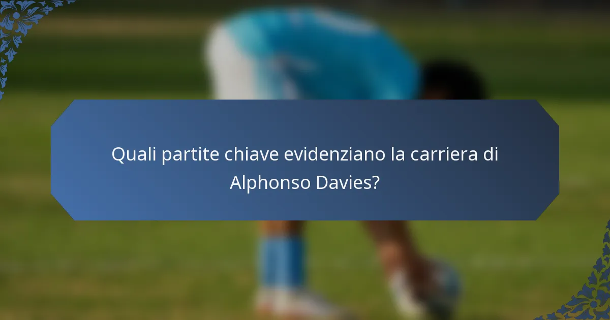 Quali partite chiave evidenziano la carriera di Alphonso Davies?