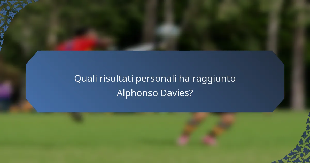 Quali risultati personali ha raggiunto Alphonso Davies?