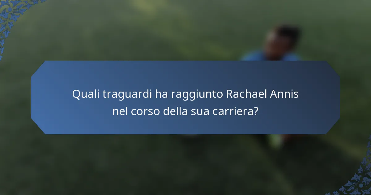 Quali traguardi ha raggiunto Rachael Annis nel corso della sua carriera?