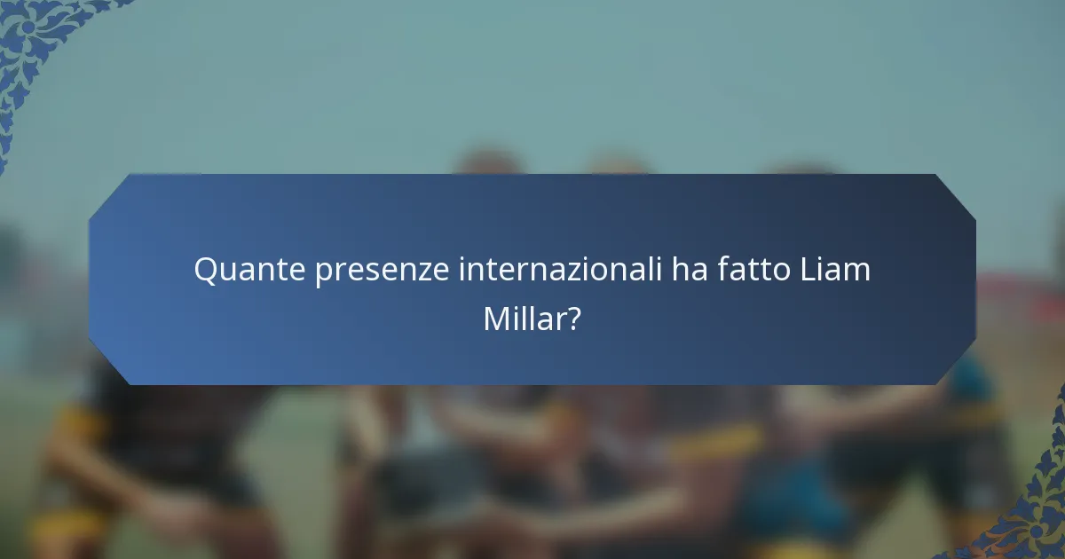 Quante presenze internazionali ha fatto Liam Millar?